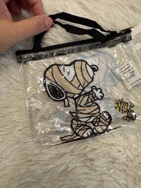Snoopy & Woodstock clear Halloween mummy purse pouch bag with black white mummy